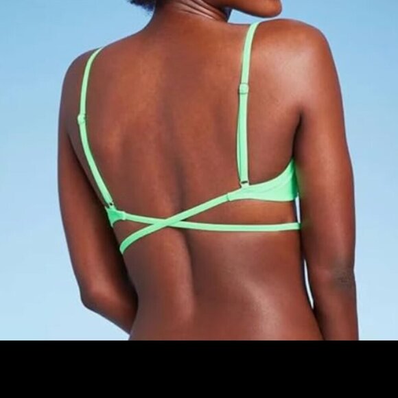 Wild Fable Women's Beaded Wrap Bralette Bikini Top Mint Green - Picture 3 of 3